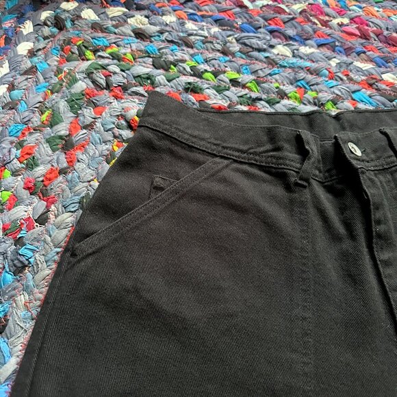 Albam Black Denim Garment Dyed Carpenter Shorts Raw Hem Men's Size 32 Summer - Picture 3 of 15